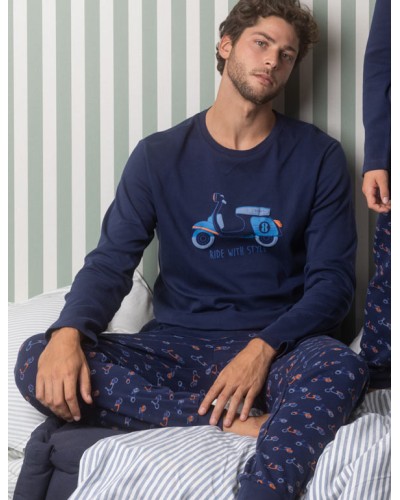 ADMAS Pyjama Homme Manches Longues "Vespa Style"