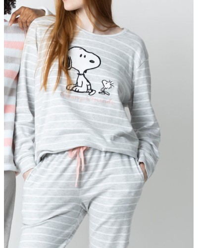 Pyjama à manches longues Snoopy et ses amis pour femme