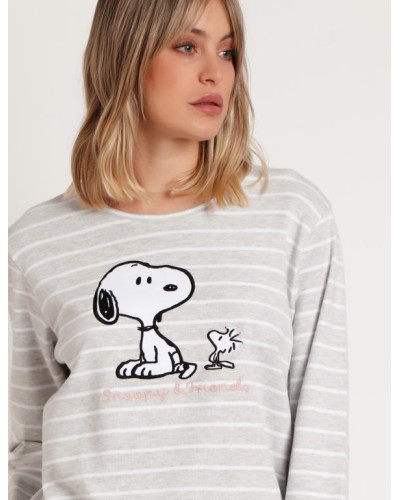 Pyjama à manches longues Snoopy et ses amis pour femme