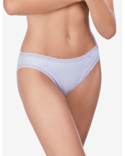 Culotte bikini en coton avec motif et dentelle