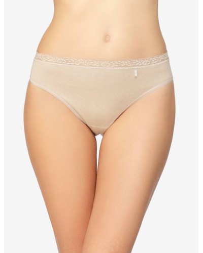 Culotte bikini en coton avec finition en dentelle